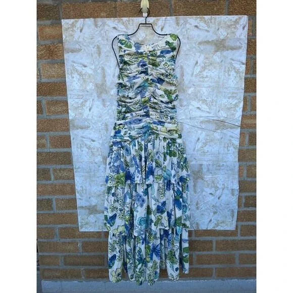 Abercrombie & Fitch High Neck Ruched Tiered Maxi Dress size XS