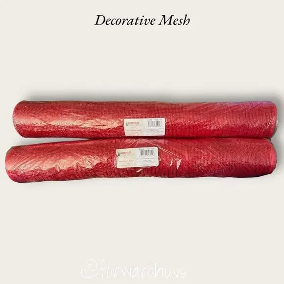 Handmade Holiday Red Decorative Mesh - Two Rolls 21” x 30ft
