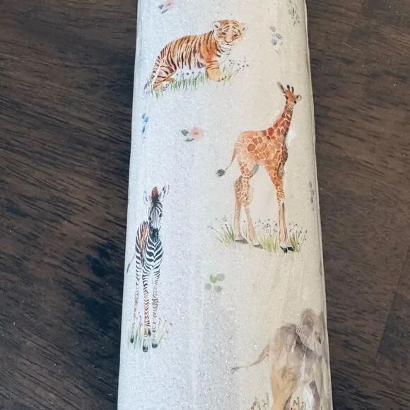 Safari Animals Glitter Baby Shower Kids Birthday Gift Wrap Wrapping Paper Roll