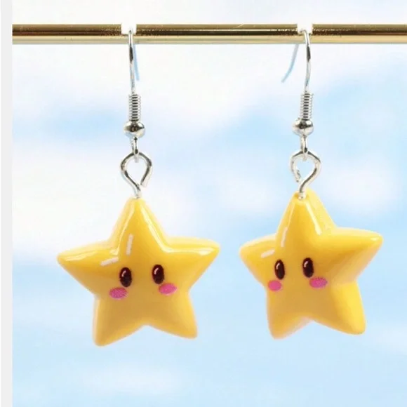 Yellow Star Earrings for Kids