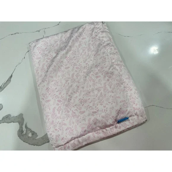 Tiddliwinks Baby Blanket Pink Floral White Plush Reversible Sherpa Fleece Trim