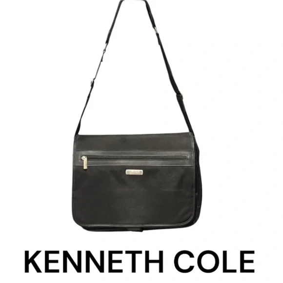 Authentic Kenneth Cole designer black laptop computer messenger bag