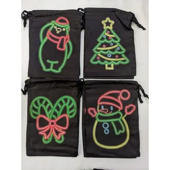 24 pc 12 Style Christmas Drawstring Bags Drawstring Party 7x10