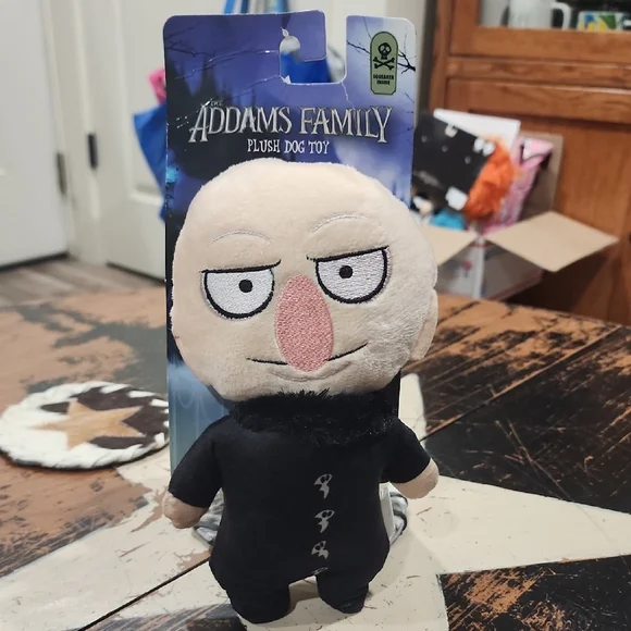 The Addams Family Uncle Fester 8'' Dog Toy Halloween Plush Squeaker NEW SPOOKY