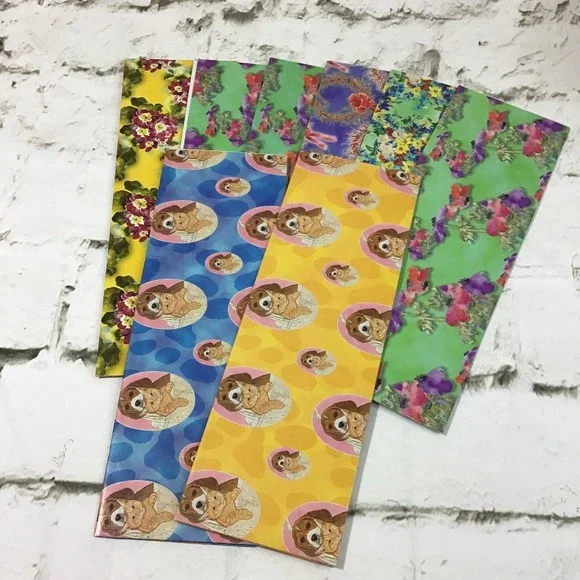 Vtg Folded Gift‎ Wrap Wrapping Paper Pet Themed Floral Birthday Christmas Lot