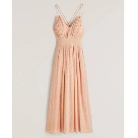 Abercrombie & Fitch Double-Strap Babydoll Maxi Dress Light Orange Small