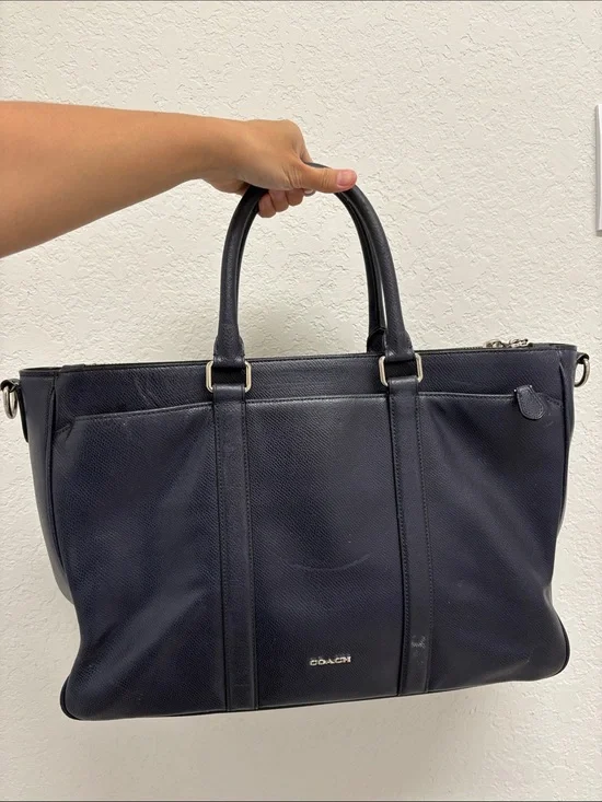 Coach Dark Navy Document Leather Handbag