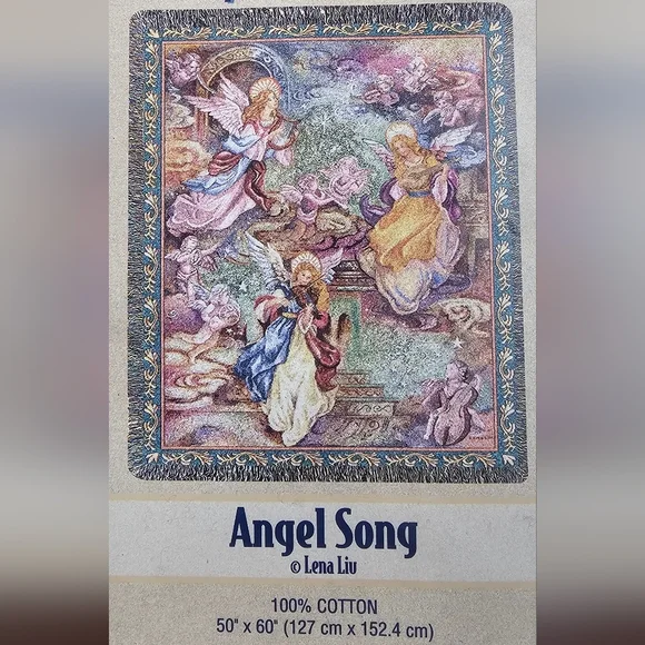 ​Manual Woodworkers & Weavers Angel Song Tapestry Woven Throw Lena Liu 50x60 USA