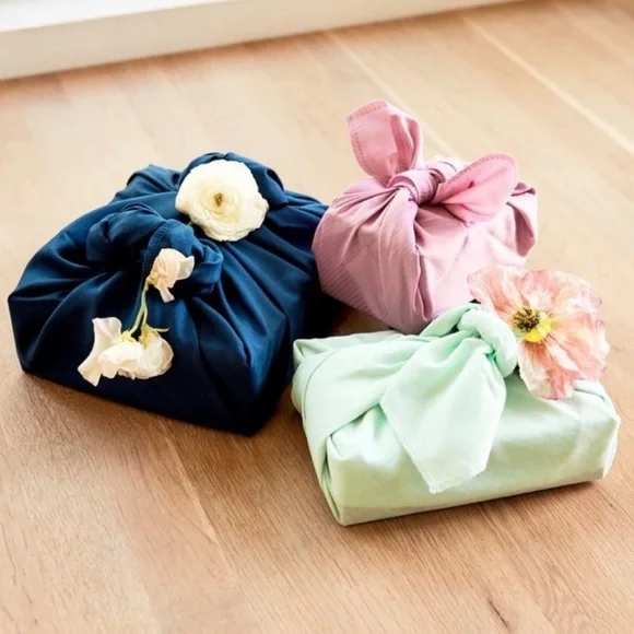 NWT To The Market Reusable Gift Wrapping Cloths - 3 Cloths