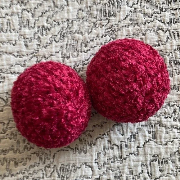 Crochet non squeaky plush pet toy ball durable set of two
