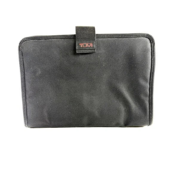 TUMI Black Padded Ballistic Nylon Laptop Tablet Sleeve Case Hook Loop Flap