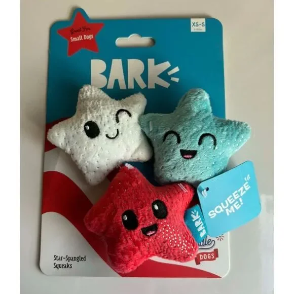 Bark Yankee Doodle Dogs Star Spangled Squeaks Toy for Small Dogs