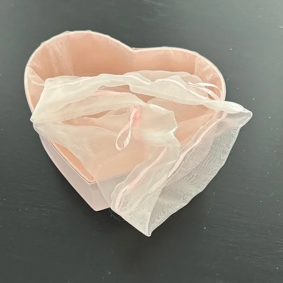 Pink Heart-Shaped Box with Sheer Ribbon