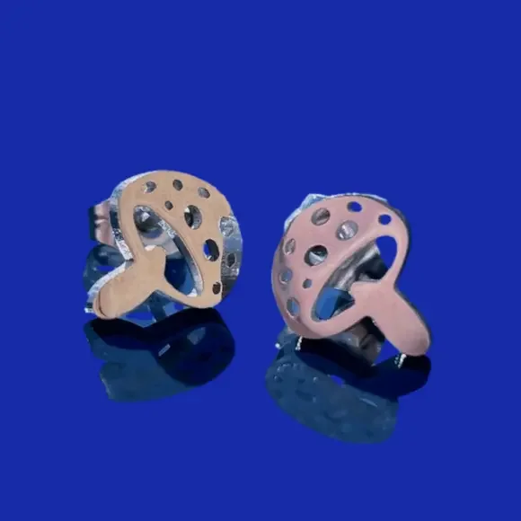 Silver mushroom stud metal earrings small cute girl kids adult cottagecore gift