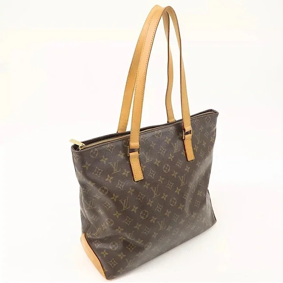 LOUIS VUITTON CABAS MEZZO Monogram Top Zip Laptop Work Travel Shoulder Bag