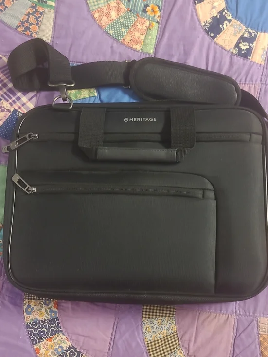 Heritage Black Laptop Briefcase with Shoulder Strap