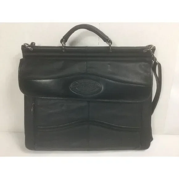 Terrapin Deluxe Black Leather Messenger Bag Mobile Office Briefcase Business‎