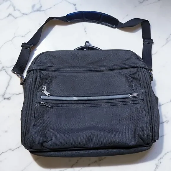 Tumi Black Nylon Expandable Portfolio Alpha Laptop Bag