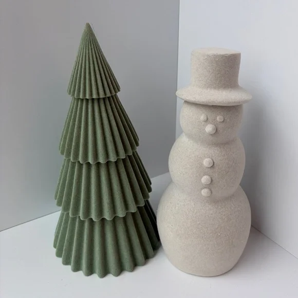 Target Wondershop Flocked Snowman Tree Fuzzy Faux Velvet‎ Christmas Decor Set 2