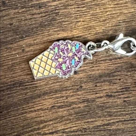 Kids Silver Charm Bracelet with Pizza and Ice Cream