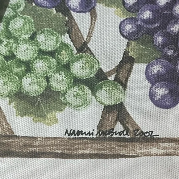 Vintage Wine Bottle Cloth Gift Bag Naomi McBride Artist Signed 2002