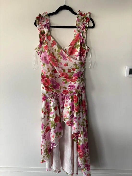 ABERCROMBIE Floral Ruffled Sundress in Pink & Green large nwt