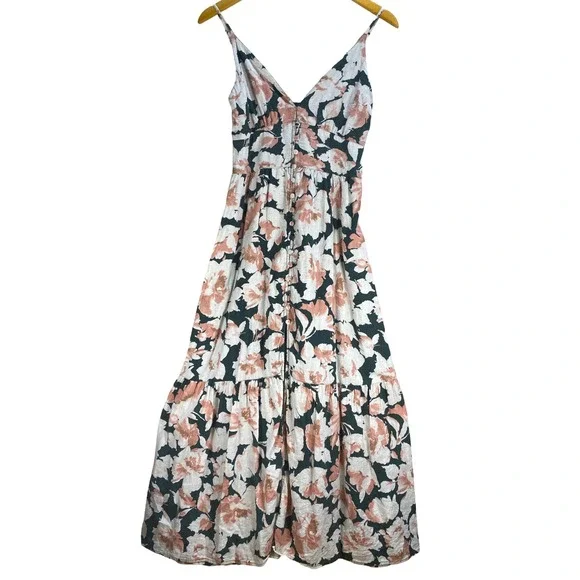 Abercrombie & Fitch Floral Linen Blend Maxi Dress Small Cottagecore Romantic