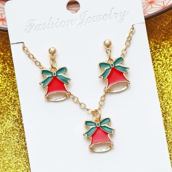 Christmas Bell Jewelry Set – Holiday Necklace Festive Christmas Accessories