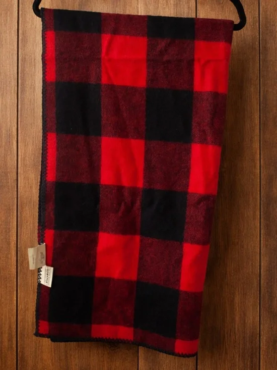 Vintage Woolrich Red/Black Rustic Buffalo Plaid Wool Throw Blanket- Size 50x60