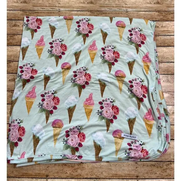 Posh Peanut Sophia Ice Cream Floral Patoo Bamboo Blanket 40x40