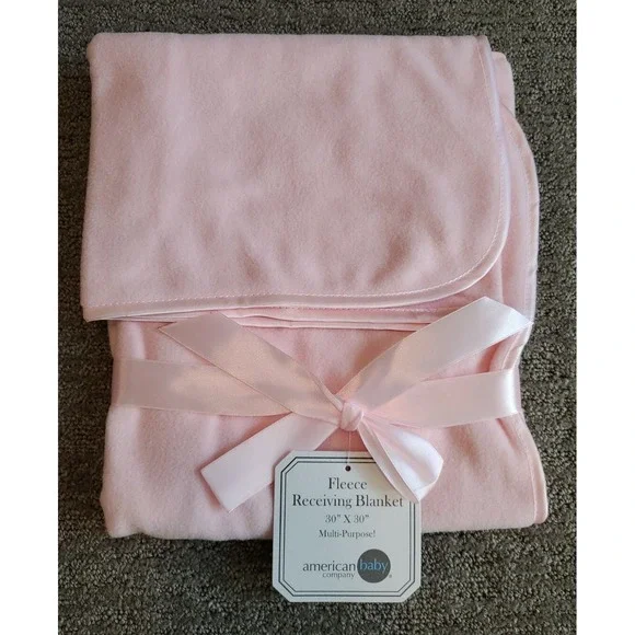 American Baby Company Fleece Receiving Blanket Pink Baby Shower Girl Gift NEW