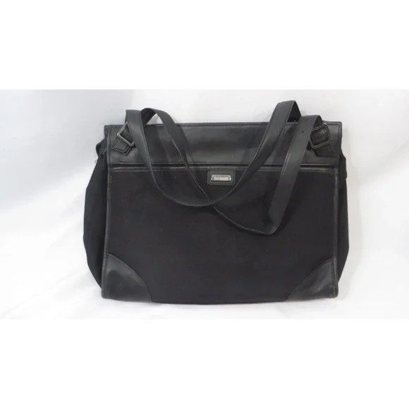 Vtg HARTMANN Black Leather Briefcase Carry-On Laptop Messenger Bag EX+ Cond