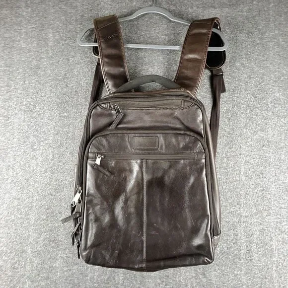 Renwick Genuine Leather RFID Laptop Backpack Brown Travel Business Bag 15”