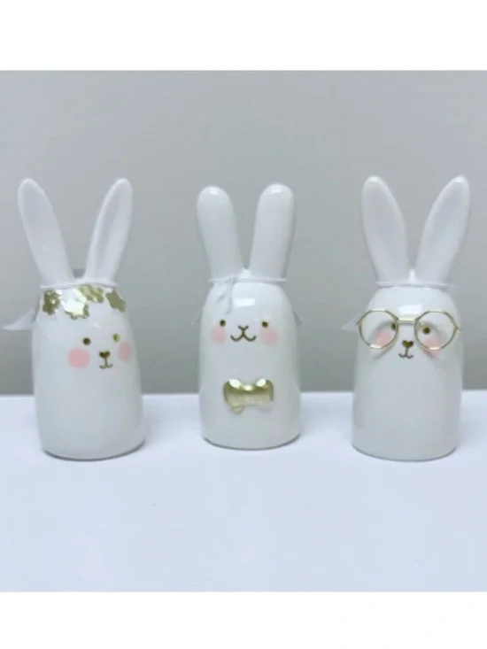 Last Set! Target Bullseye Full Set of 3 White Ceramic Bunny Head Figurines 2026