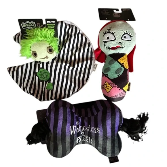NWT bundle 3 Halloween Gothic dog toys Beetlejuice