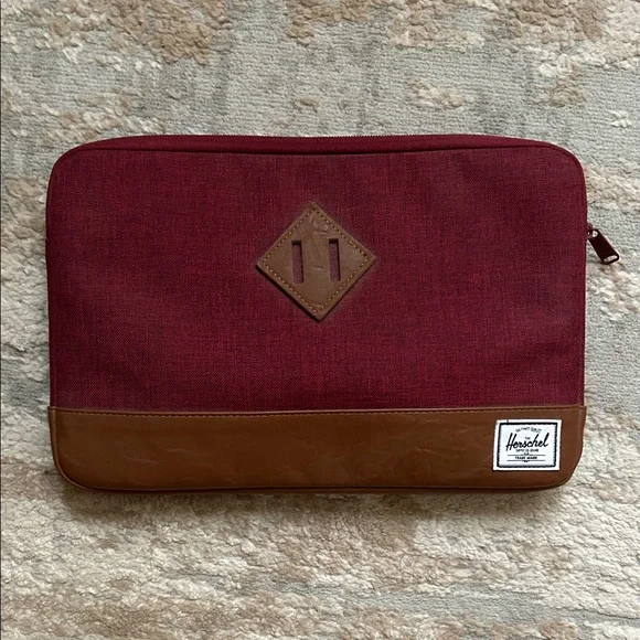 Herschel Supply Company Burgundy and Tan Laptop Sleeve