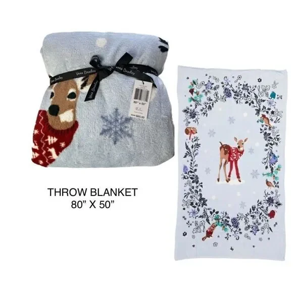 Vera Bradley Throw Blanket in Fleece - MERRY MISCHIEF SNOW DAY