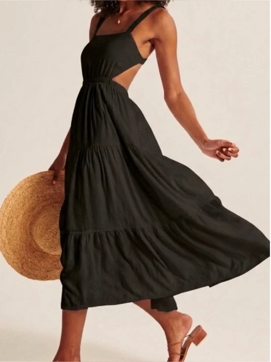 Abercrombie & Fitch Black Cut Out Maxi Dress