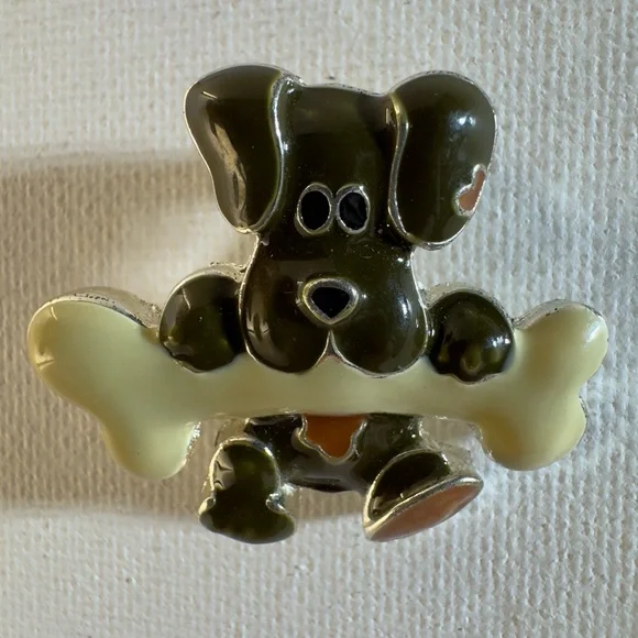 Adorable Olive Green and Cream Dog Pin