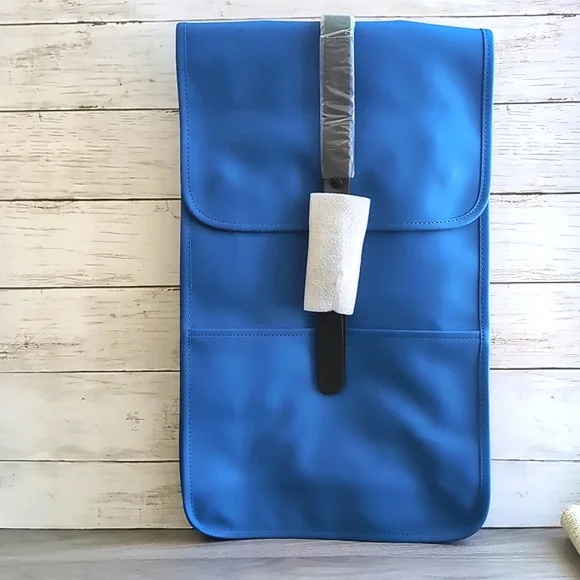 NWT RAINS Blue Waterproof Backpack Laptop Sleeve Sleek Adjustable Unisex