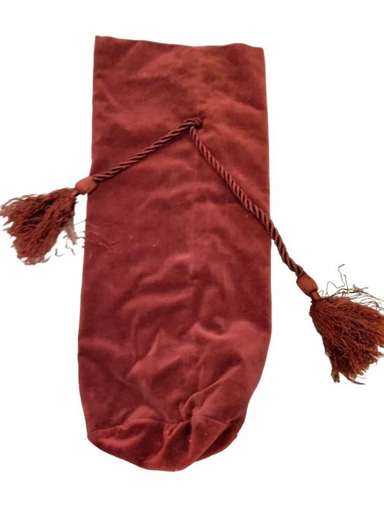 Velvet Wine Gift Bag Tassel Cords Burgundy Red Elegant Victorian Regency