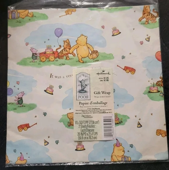 NEW Vintage Hallmark Classic Pooh It Was A Happy Day Gift Wrapping Paper USA