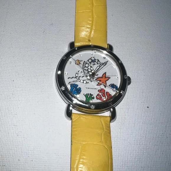 ♦️ Yellow Leather Strap Women's Watch‎