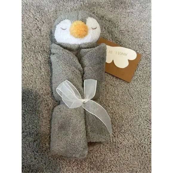 NWT Angel Dear Gray White Penguin Security Blanket Plush Lovey, B45