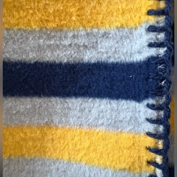 50”x60” Throw 100% Portugal‎ Vela Home Blue/Gold/Grey - Cotton/Acrylic NEW Soft