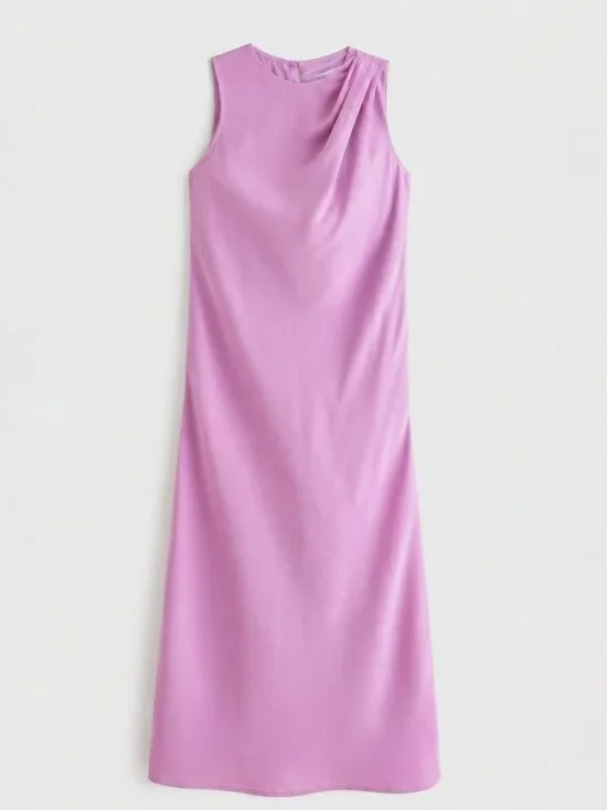 Abercrombie & Fitch Purple Draped Maxi Dress Sleeveless Medium Petite
