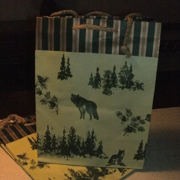 NWT LOT of 3 American Greetings WOLF OUTDOOR All Occasion Gift Bag 10x13