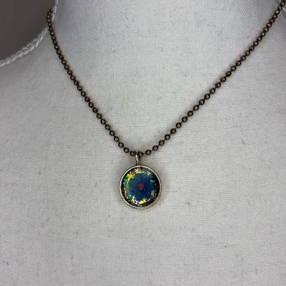 Vintage July Blue Birth Flower Necklace. Y2K