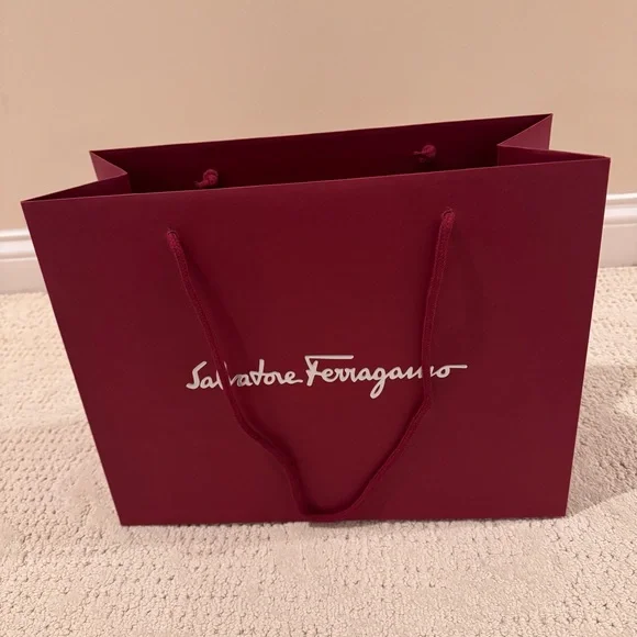 SALVATORE FERRAGAMO Authentic Empty Red Gift Shopping Bag Size 15x12x7 Pre-Owned