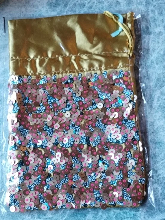 Anthropologie Gift Bag Sequins Satin Drawstring